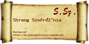 Streng Szofrónia névjegykártya